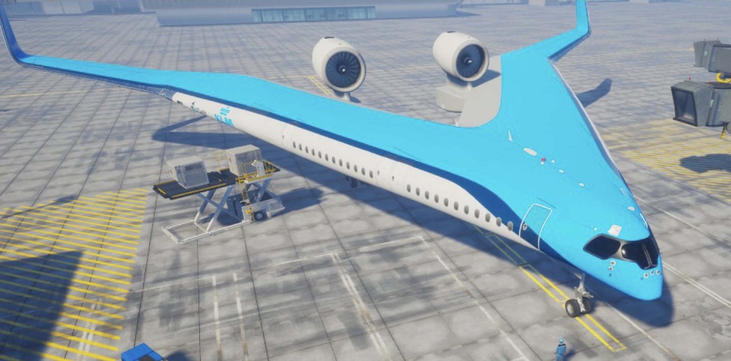 Flying-V Flugzueg Konzept der TU Delft in Zusammenarbeit mit KLM, in IATA Aircraft Technology Roadmap to 2050